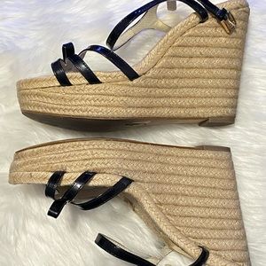 Michael Kors patent leather black and gold wedges size 40